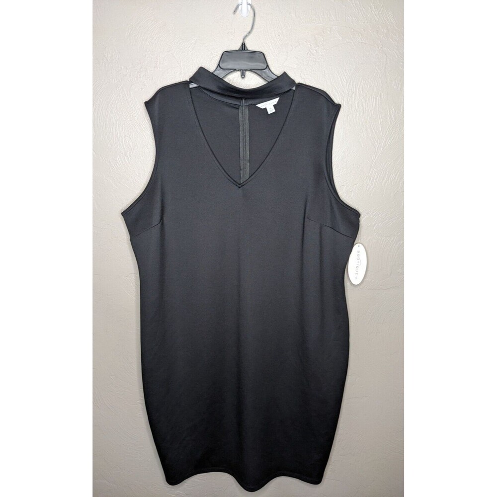 Boutique + JCP Womens Plus 3X Black Choker V-Neck Sleeveless Bodycon Fitted Dres